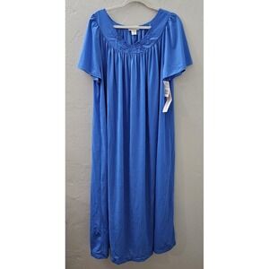 NEW w/Tags Shadowline Women's Size 3X Nightgown Long Sapphire Blue *Please Read